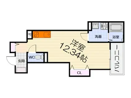 阪和線 富木駅 徒歩5分 3階建 築1年(ワンルーム/2階)の間取り写真