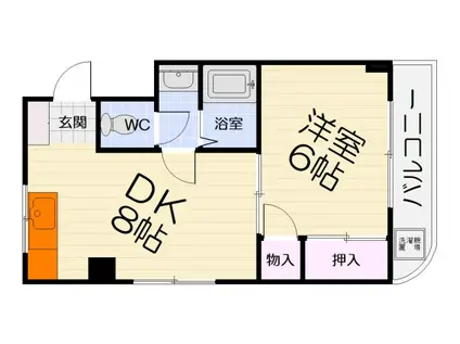 南海電鉄泉北線 深井駅 徒歩3分 5階建 築41年(1DK/4階)の間取り写真