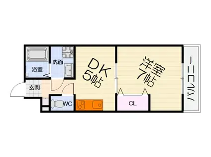 FELIZ高石千代田(1DK/2階)の間取り写真