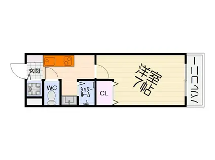 阪和線 津久野駅 徒歩2分 4階建 築28年(1K/4階)の間取り写真