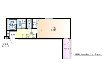 阪和線 鳳駅 徒歩5分 3階建 築1年(1K/1階)の間取り写真