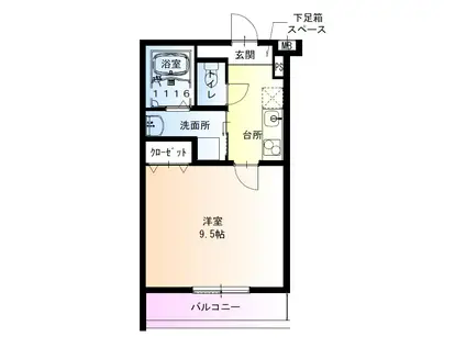 阪和線 鳳駅 徒歩6分 3階建 築1年(1K/1階)の間取り写真