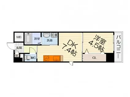 南海電鉄泉北線 深井駅 徒歩2分 9階建 築19年(1DK/2階)の間取り写真