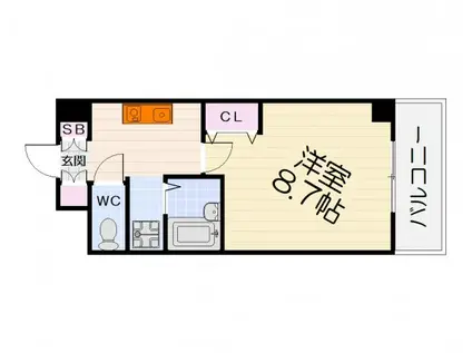 南海電鉄高師浜支線 高師浜駅 徒歩1分 4階建 築25年(1K/4階)の間取り写真