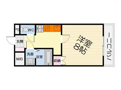 南海電鉄泉北線 深井駅 徒歩16分 3階建 築25年(1K/2階)の間取り写真