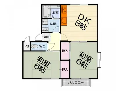 南海電鉄泉北線 深井駅 徒歩20分 2階建 築29年(2DK/1階)の間取り写真