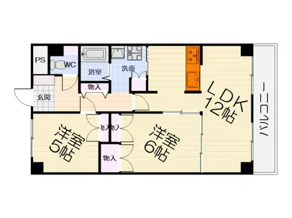 南海電鉄南海本線 石津川駅 徒歩2分 7階建 築31年(2LDK/3階)の間取り写真