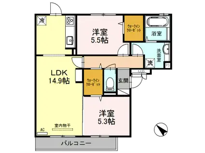 南海電鉄南海本線 泉大津駅 徒歩8分 3階建 築11年(2LDK/2階)の間取り写真
