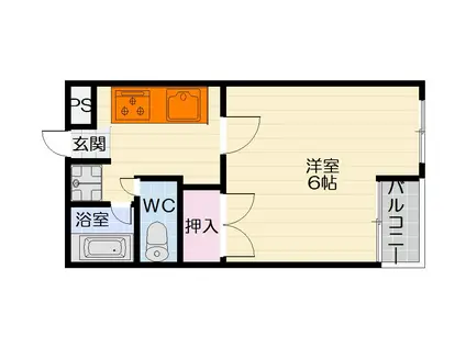 南海電鉄泉北線 深井駅 徒歩2分 2階建 築35年(1K/2階)の間取り写真
