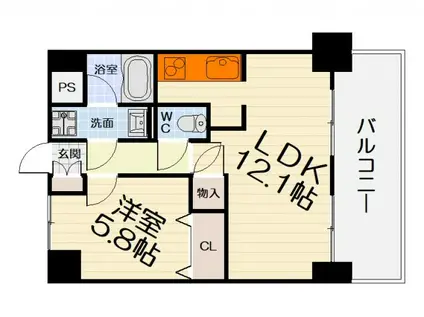 阪和線 鳳駅 徒歩3分 10階建 築6年(1LDK/9階)の間取り写真