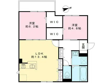 南海電鉄南海本線 諏訪ノ森駅 徒歩6分 2階建 築1年(2LDK/1階)の間取り写真