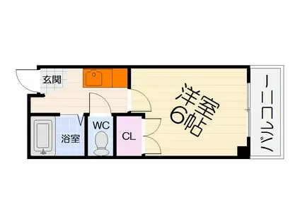 阪和線 津久野駅 徒歩4分 4階建 築33年(1K/4階)の間取り写真