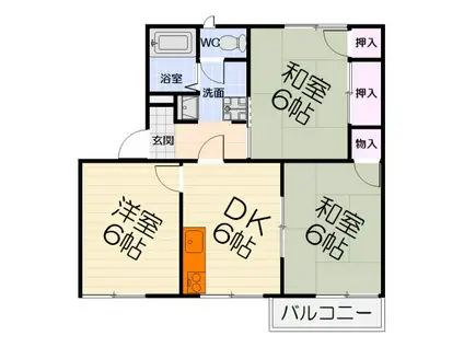 阪和線 津久野駅 徒歩16分 2階建 築39年(3DK/1階)の間取り写真