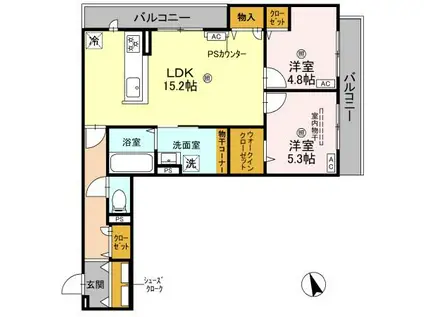 南海電鉄南海本線 羽衣駅 徒歩2分 3階建 新築(2LDK/1階)の間取り写真