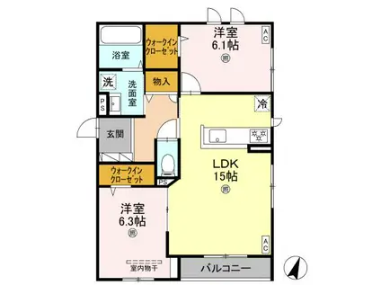 南海電鉄泉北線 深井駅 徒歩20分 3階建 新築(2LDK/2階)の間取り写真