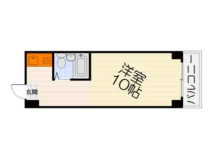 阪和線 鳳駅 徒歩9分 4階建 築39年(ワンルーム/4階)の間取り写真