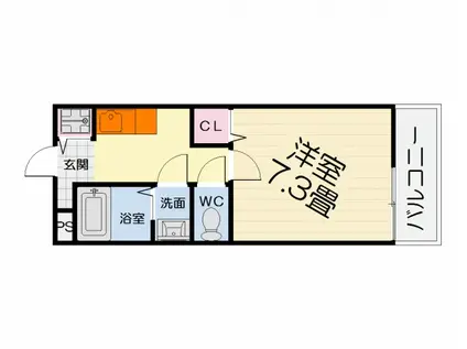 南海電鉄南海本線 泉大津駅 徒歩8分 2階建 築23年(1K/1階)の間取り写真