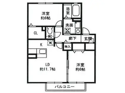 南海電鉄泉北線 深井駅 徒歩31分 2階建 築17年(2LDK/1階)の間取り写真