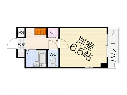 南海電鉄泉北線 深井駅 徒歩5分 4階建 築29年(1K/2階)の間取り写真