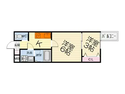 南海電鉄泉北線 深井駅 徒歩7分 5階建 築19年(2K/4階)の間取り写真