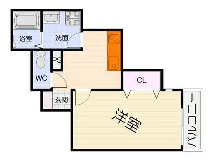 阪和線 信太山駅 徒歩1分 3階建 築1年(1K/1階)の間取り写真