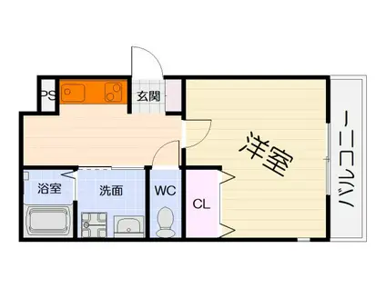 阪和線 信太山駅 徒歩1分 3階建 築1年(1K/2階)の間取り写真