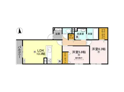 阪和線 鳳駅 徒歩11分 3階建 築1年(1LDK/3階)の間取り写真
