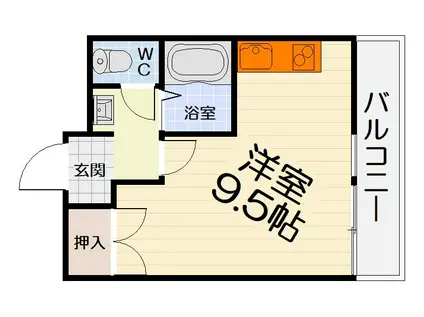 南海電鉄南海本線 松ノ浜駅 徒歩1分 4階建 築37年(ワンルーム/1階)の間取り写真