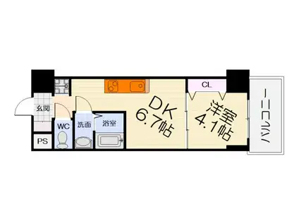南海電鉄泉北線 深井駅 徒歩2分 10階建 築3年(1DK/3階)の間取り写真