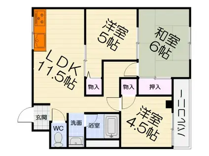南海電鉄泉北線 深井駅 徒歩12分 4階建 築35年(2LDK/3階)の間取り写真