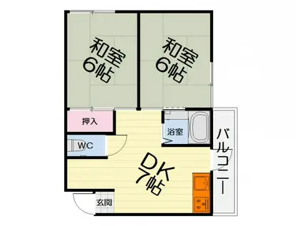 南海電鉄泉北線 深井駅 徒歩19分 3階建 築40年(2DK/3階)の間取り写真