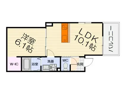 阪和線 和泉府中駅 徒歩11分 2階建 築1年(1LDK/2階)の間取り写真