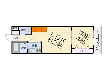 阪和線 鳳駅 徒歩9分 3階建 新築(1LDK/1階)の間取り写真