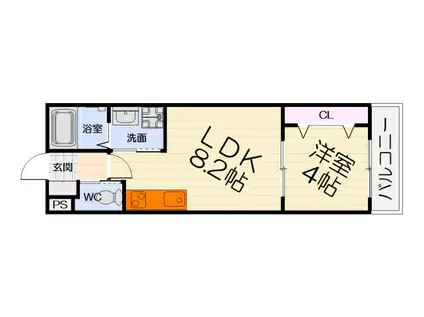 阪和線 鳳駅 徒歩9分 3階建 新築(1LDK/1階)の間取り写真
