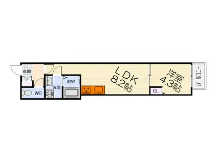南海電鉄南海本線 羽衣駅 徒歩4分 3階建 築1年(1LDK/1階)の間取り写真