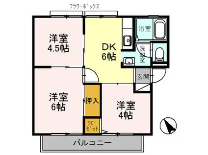 南海電鉄南海本線 松ノ浜駅 徒歩7分 2階建 築39年(3DK/1階)の間取り写真