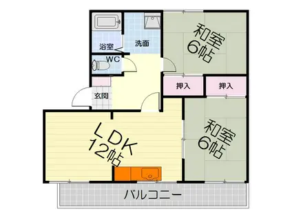 南海電鉄南海本線 松ノ浜駅 徒歩3分 2階建 築40年(2LDK/1階)の間取り写真