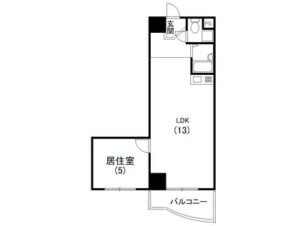 ヒューゲル城北(1LDK/5階)の間取り写真