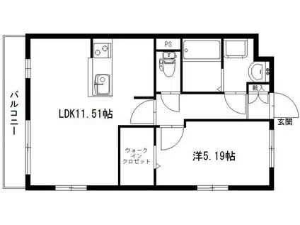 グランソレイユ(1LDK/1階)の間取り写真