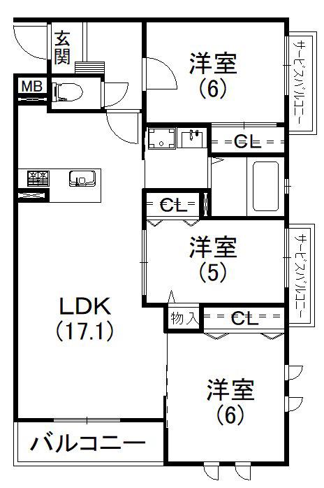 グランエミシス(3LDK/3階)の間取り写真