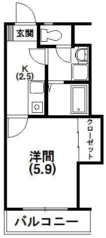 ホワイトコーポII(1K/2階)の間取り写真
