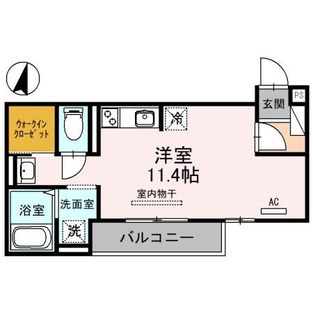 シャルマン ヴィオラ(ワンルーム/3階)の間取り写真