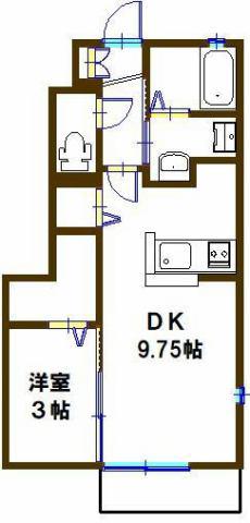 クレセント(1DK/1階)の間取り写真