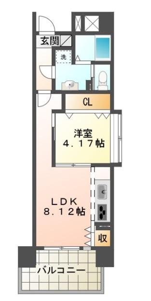 山陽電気鉄道本線 山陽塩屋駅 徒歩2分 7階建 築8年(1LDK/7階)の間取り写真