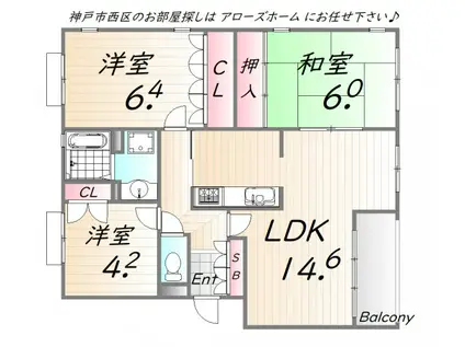 フォレスト竹の台(3LDK/4階)の間取り写真