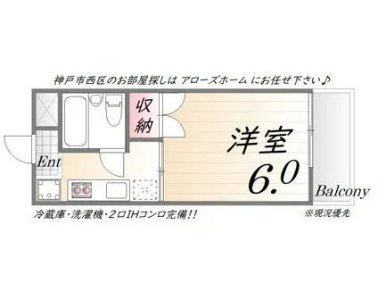 メゾンミノリ(1K/1階)の間取り写真