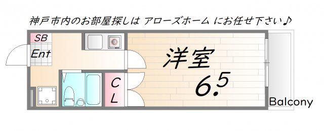 神戸市西神山手線 学園都市駅 バス乗車時間：18分 池上2丁目バス停で下車 徒歩3分 2階建 築33年(1K/1階)の間取り写真
