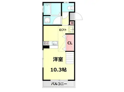 山陽本線 明石駅 徒歩10分 2階建 築10年(ワンルーム/2階)の間取り写真