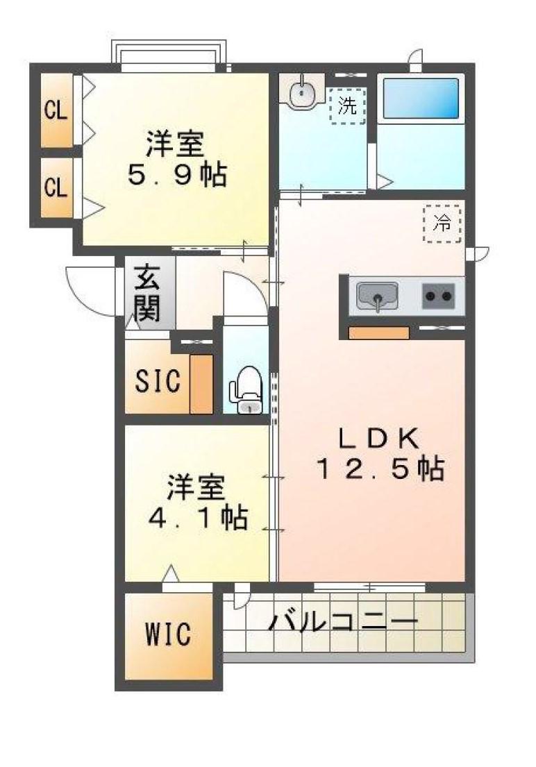 神戸市西神山手線 伊川谷駅 バス乗車時間：10分 バス停バス停で下車 徒歩2分 3階建 築8年(2LDK/2階)の間取り写真
