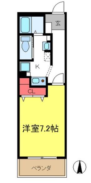 西神糀台ミオ(1K/4階)の間取り写真